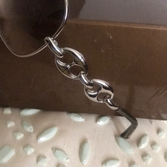 Silver  Gucci Link Sunglasses. - Picture 3 of 8